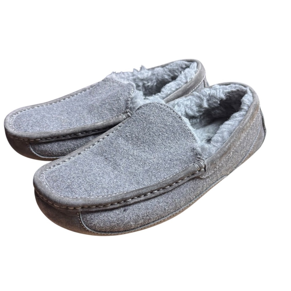 UGG Ascot Gray Wool Slippers w/Wool Fleece Lining – Men’s Sz 7/Women’s 8.5